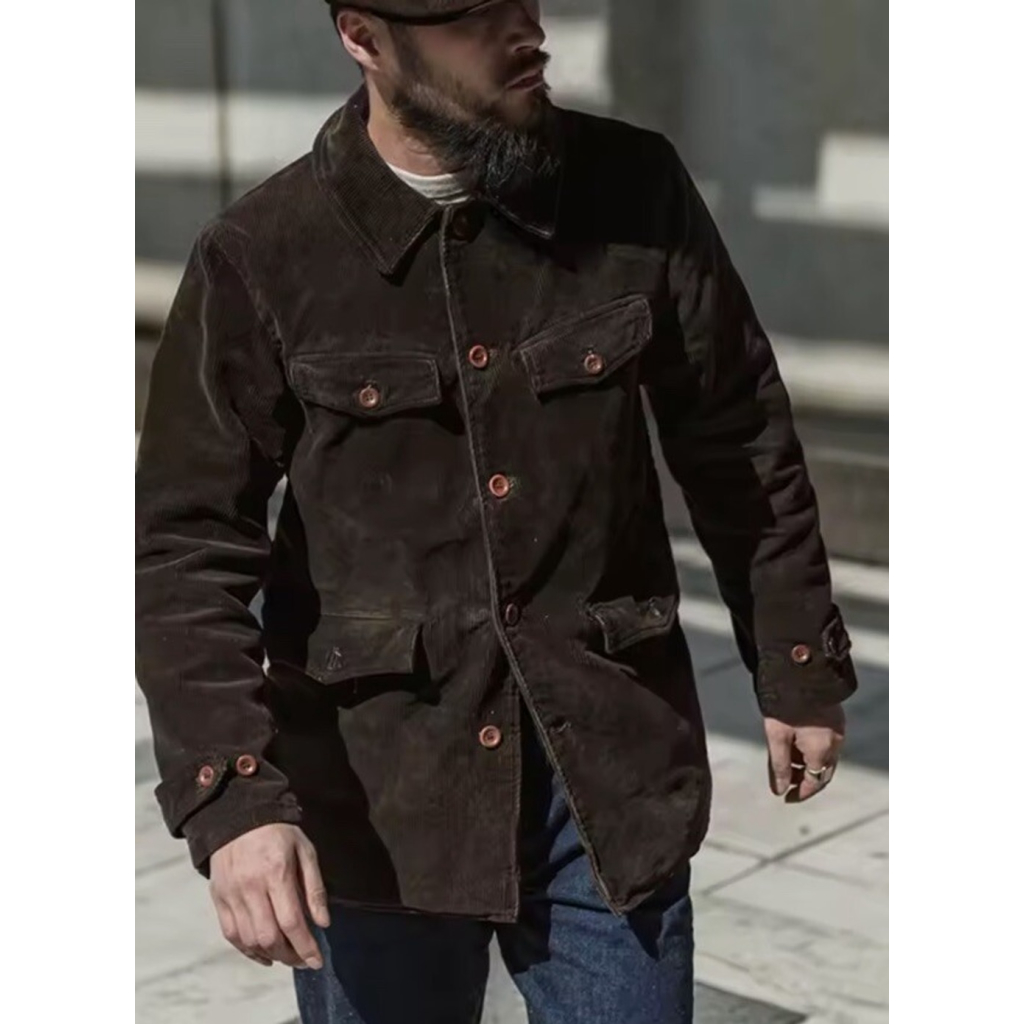 1930 Bronson Mfg French Hunting Jacket Vintage Style Men Thick Corduroy Coat 38 — image 3 of 8